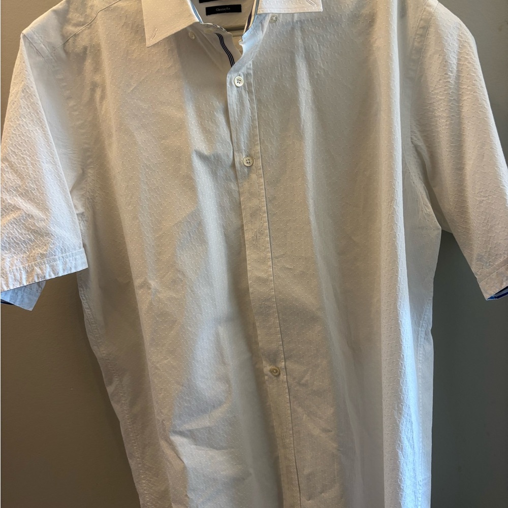 Bugatchi White Short Sleeve Button Down Shirt